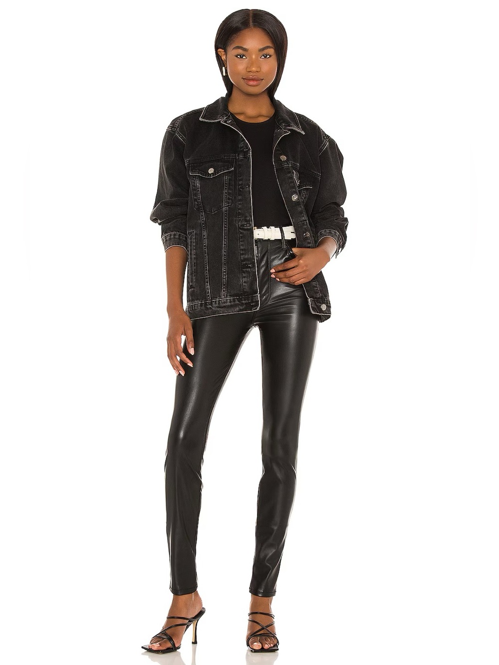 NWT MOTHER The Super Swooner Faux Leather Skinny Pants Wax On, Wax Off 26